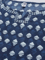 Yufta Women Blue & Offwhite Printed Kaftan Kurta | Grocsy