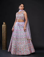 Jyoti Fashion Women's Light Purple Heavy Satin Silk Sequins with Thread Embroidered Designer Lehenga Choli Set | Grocsy