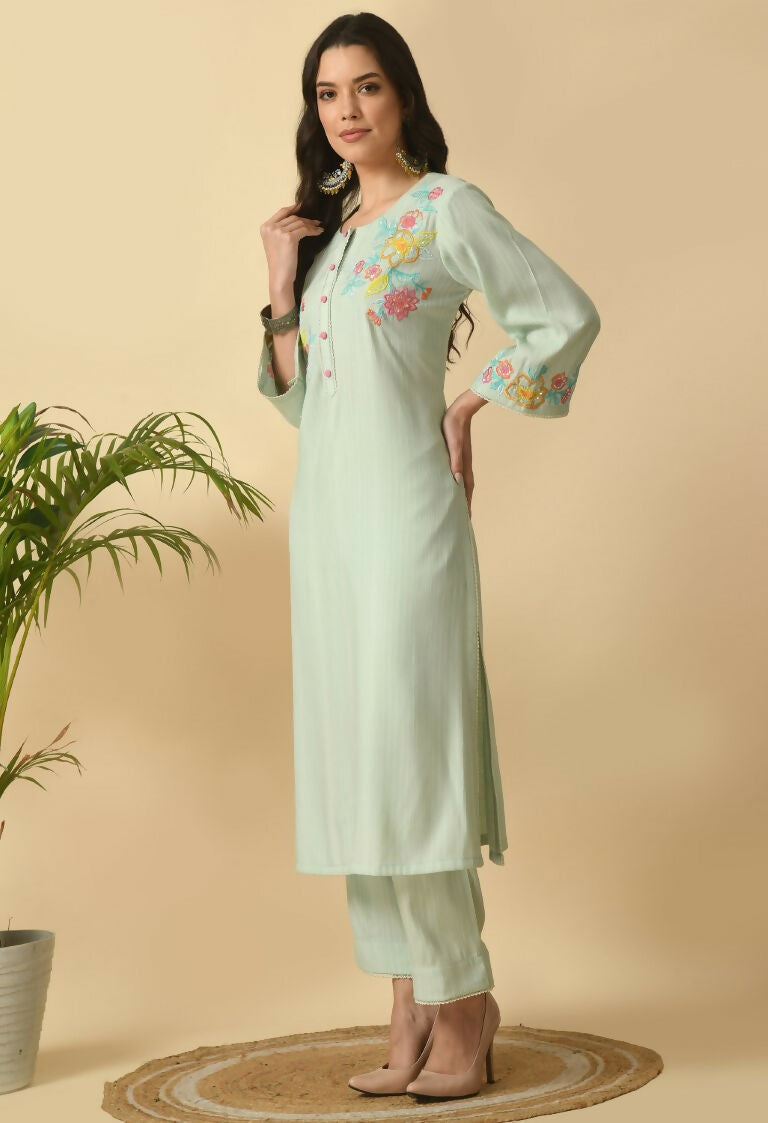 Joban Fashion L.Green Cotton Rayon Kurta Set | Grocsy