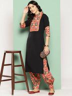 Ahalyaa Women's Traditional wear Kurta Set - Black | Grocsy