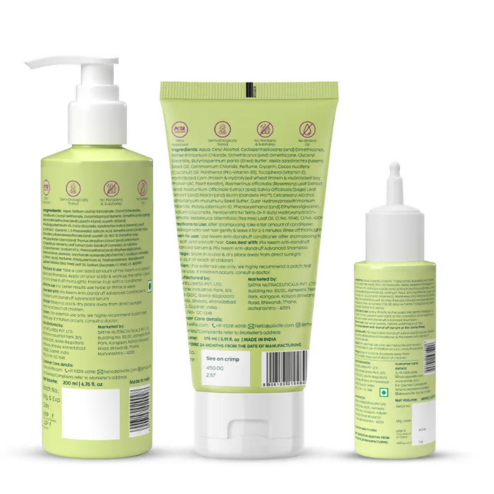 PLIX The Plant Fix Neem Anti-Dandruff Advanced Combo - Shampoo, Conditioner & Lotion | Grocsy