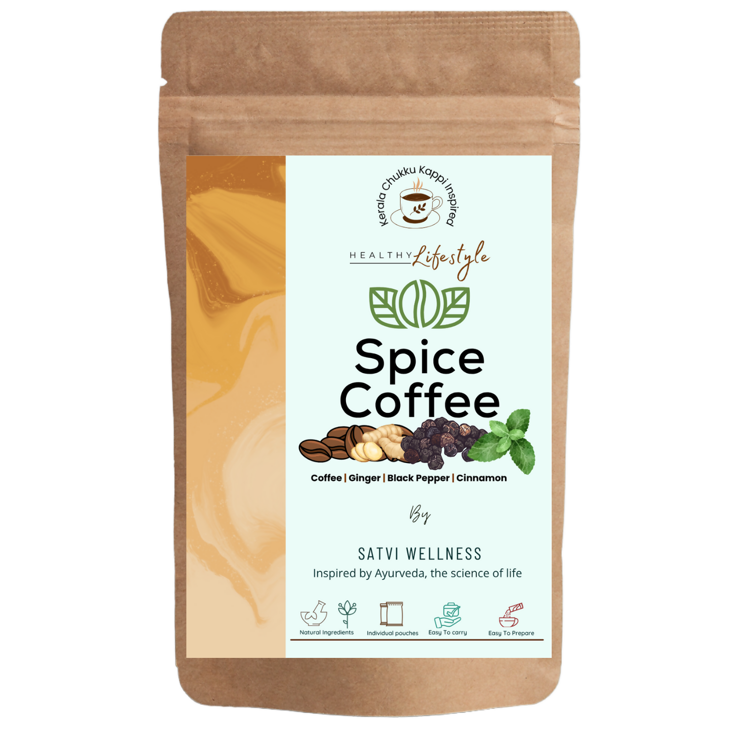 Satvi Wellness Ginger Cinnamon Herbal Infusion Mix In Indvidual Packets | Herbal Tea Sachet | Grocsy