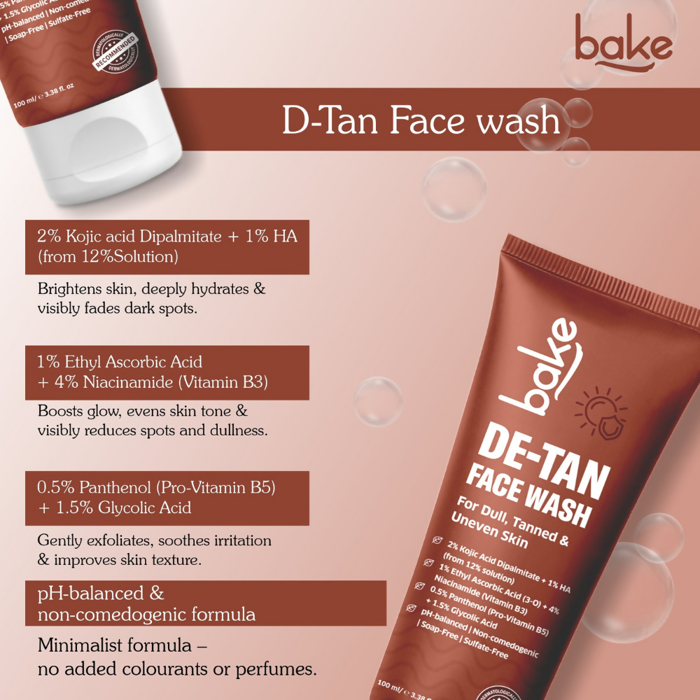 Bake De-Tan Coffee Face Wash with Kojic Acid | Grocsy