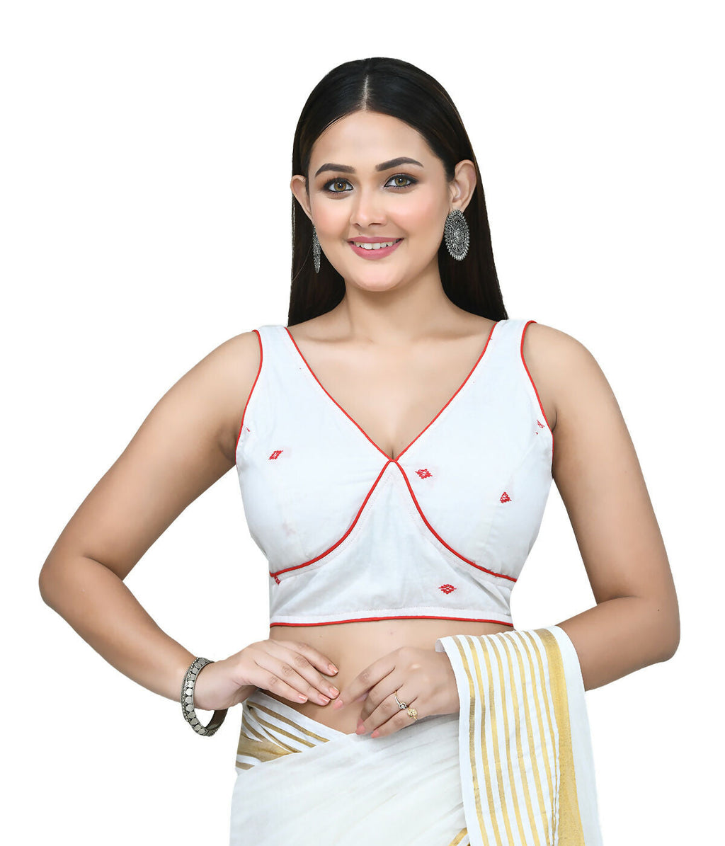 Joban Fashion Women's White Embroidered Stitched Blouse | Grocsy