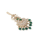 Nuyug 18K Gold Plated Ethereal Green Stone Maang Tikka | Grocsy