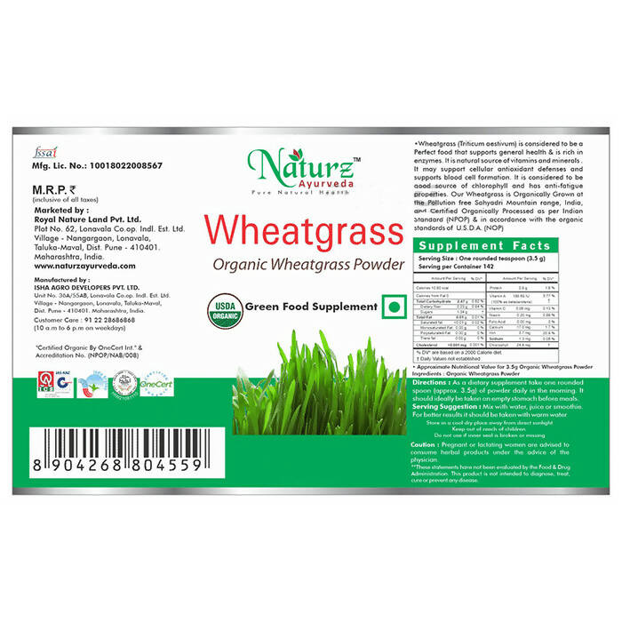 Naturz Ayurveda Wheatgrass Powder | Grocsy