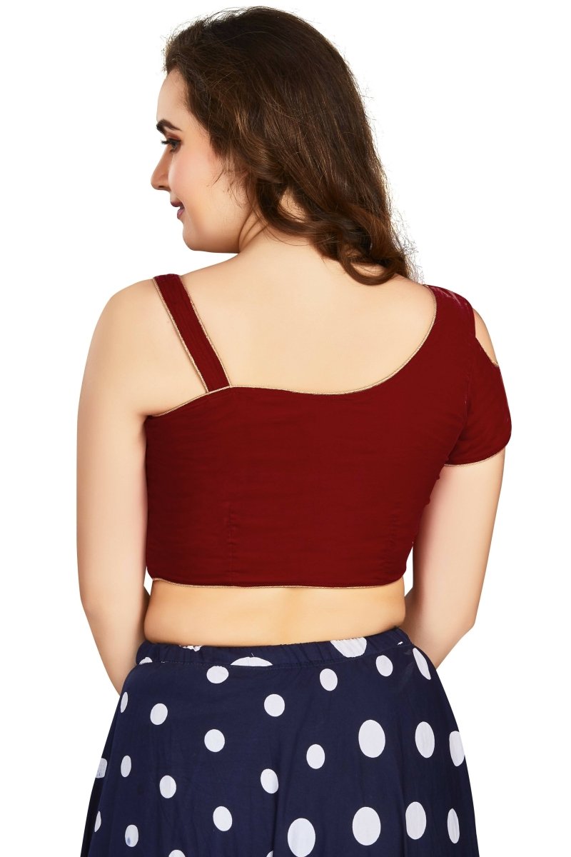 Aastha Fashion Women's Women's Maroon Velvet Solid Readymade Blouse | Grocsy