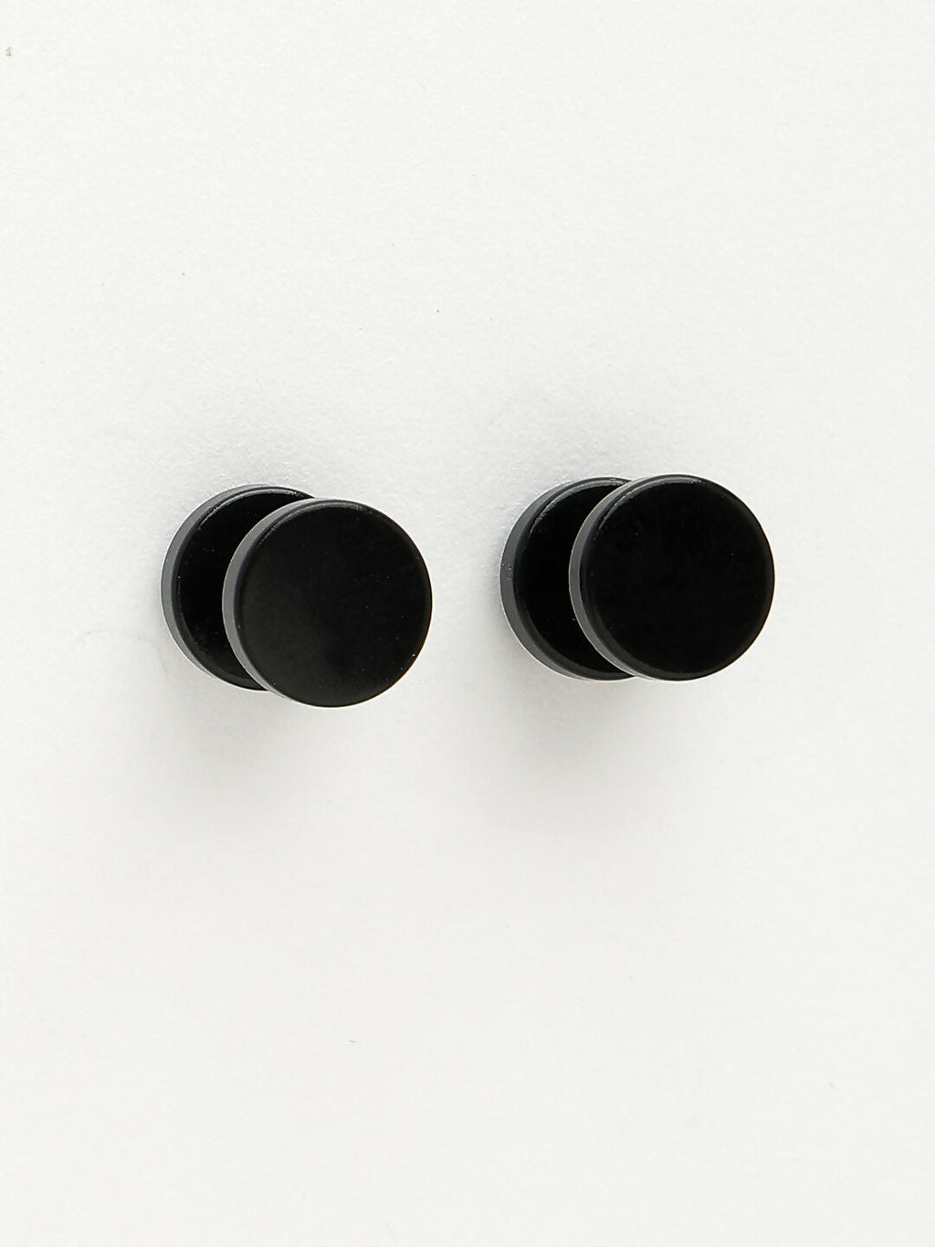 NVR Men's Black Rhodium-Plated Metal Studs Earring | Grocsy