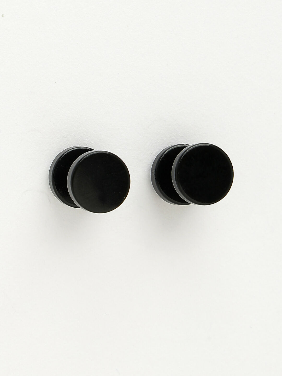 NVR Men's Black Rhodium-Plated Metal Studs Earring | Grocsy