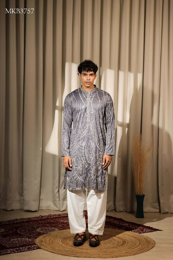 Bluish Grey Viscose Designer Embroidery Work Kurta Set - Mahotsav | Grocsy