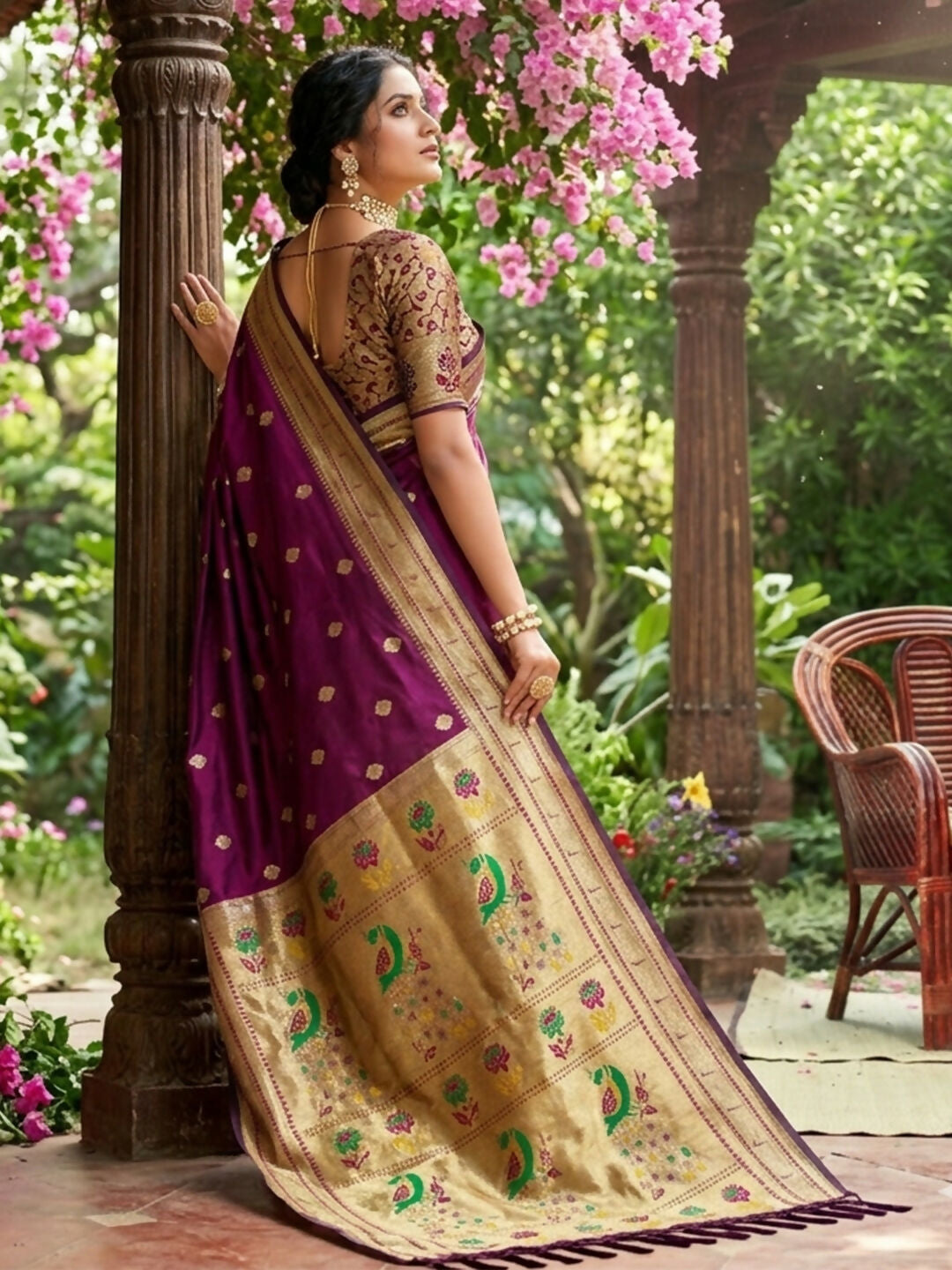 Shree Shyam Fashion Wine Soft Silk Saree | Grocsy