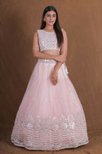 Pink Zari Foil Mirror Embroidery Work Lehenga Choli With Dupatta - Jihu Culture | Grocsy
