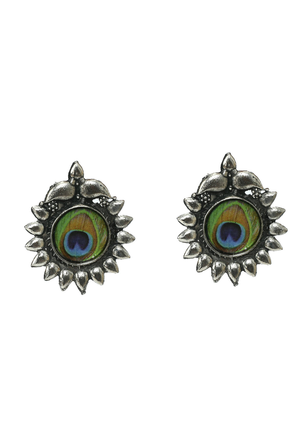 Mominos Fashion Johar Kamal Oxidised Silver-Plated Peacock Wings Work Necklace Handicraft | Grocsy