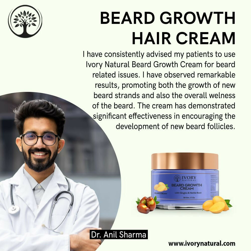 Ivory Natural Beard Growth Cream - Biotin Boosted Hair Follicle For New Hair Cycle | Grocsy