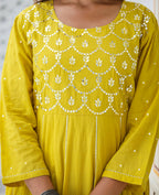 Kaajh Women's Yellow Embroidered Ethnic Gown | Grocsy