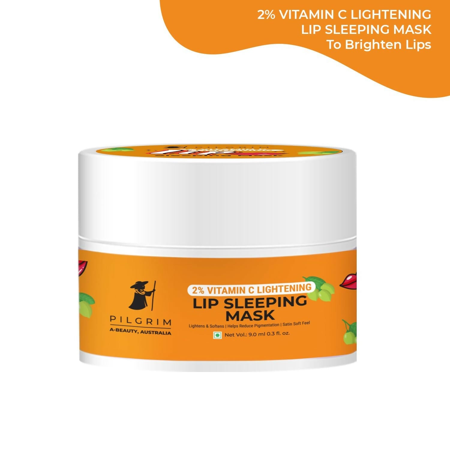 Pilgrim 2% Vitamin C Lightening Lip Sleeping Mask For Glowing Lips with Australian Kakadu Plum & Lime Pearl | Grocsy