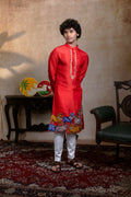 Falling Raw Silk Red Padma Gopala By Hilo Design | Grocsy