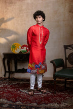 Falling Raw Silk Red Padma Gopala By Hilo Design | Grocsy