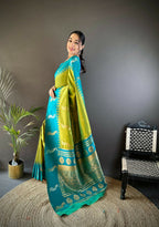 Joban Fashion Teal Peacock,Butti Banarasi Silk Sarees | Grocsy