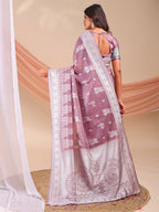 Shree Shyam Fashion Varnika Purple Linen Cotton Saree | Grocsy