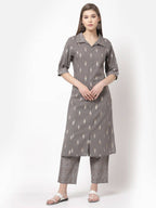 Myshka Women's Grey Cotton Printed Half Sleeve Casual Kurta & Palazzo Set | Grocsy