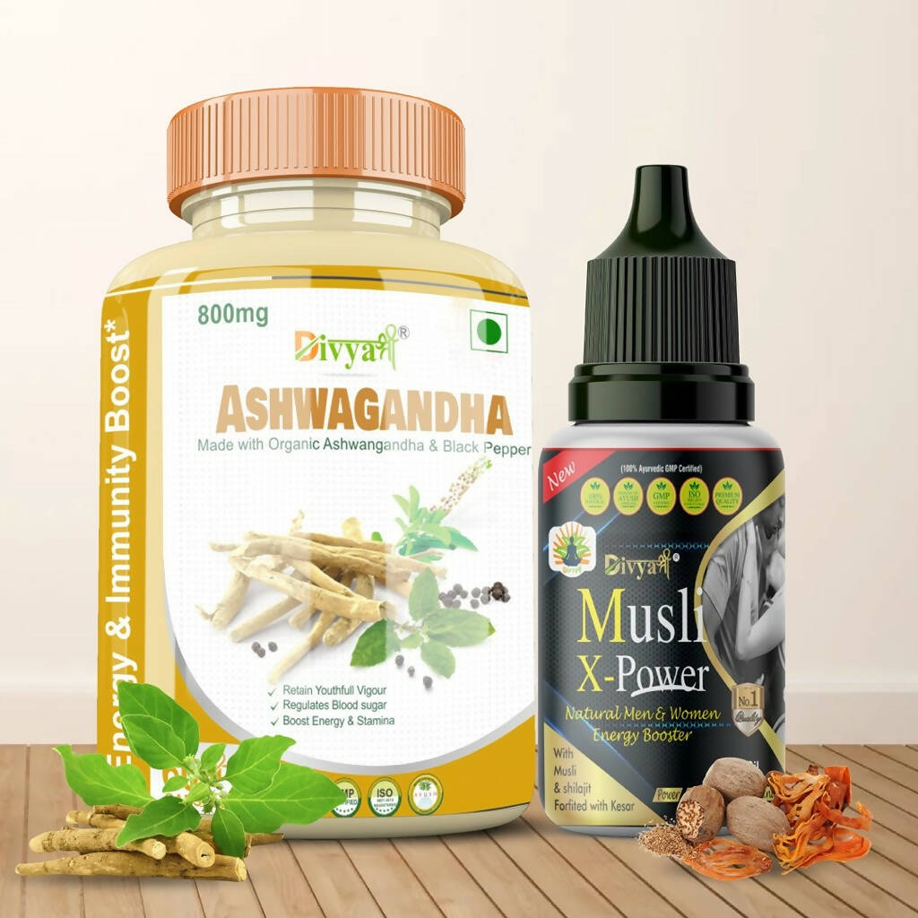 Divya Shree Ashwagandha Capsule & Musli Oil Combo | Grocsy