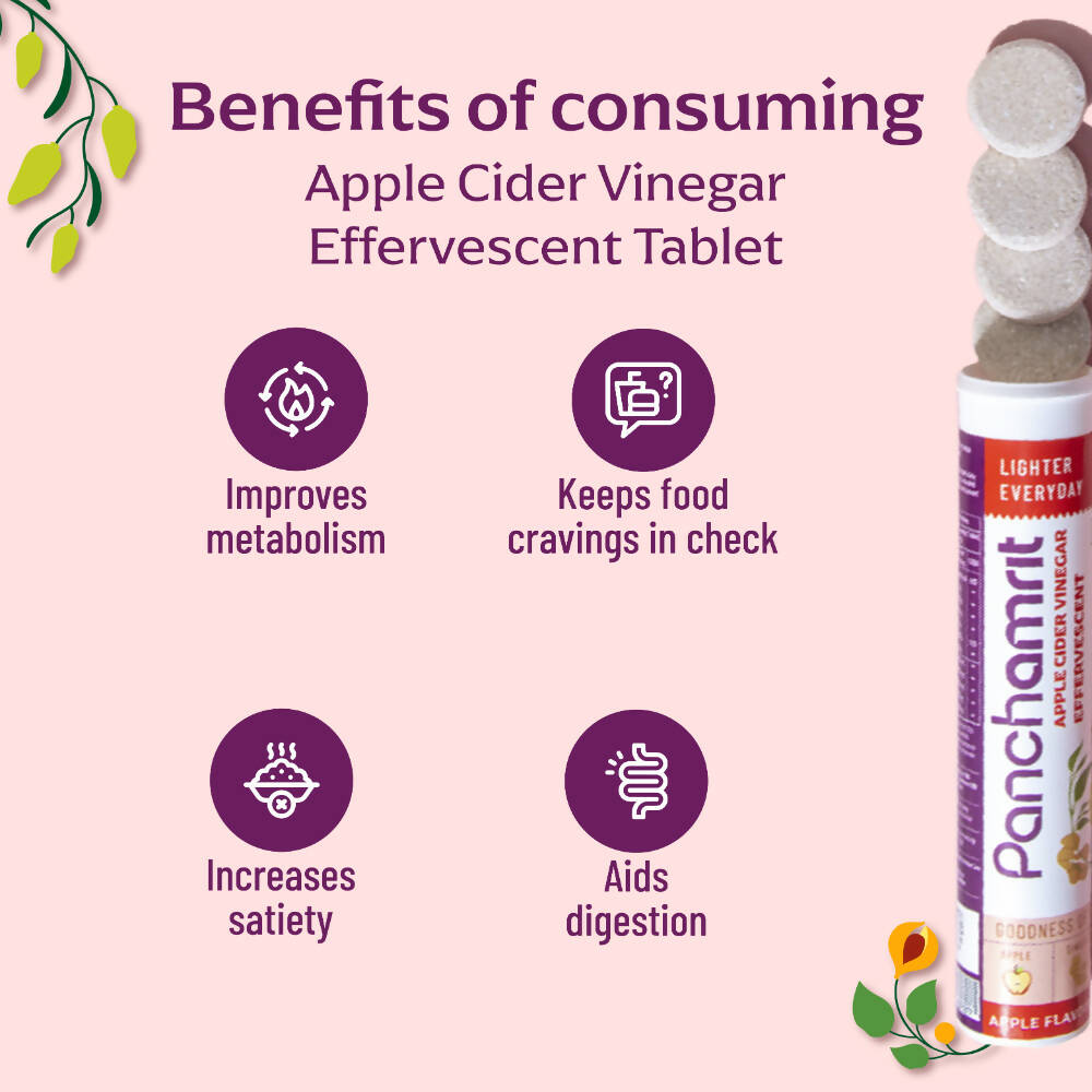 Panchamrit Apple Cider Vinegar Effervescent Tablets-Apple Flavor | Grocsy