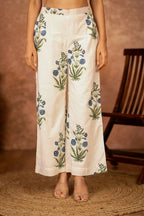 Joban Fashion Off White Blue Hand Block Printed Cotton Suit Set | Grocsy