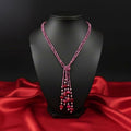 Joban Fashion Women Pink Adjustable 2-Line Long Beaded Statement Necklace | Grocsy