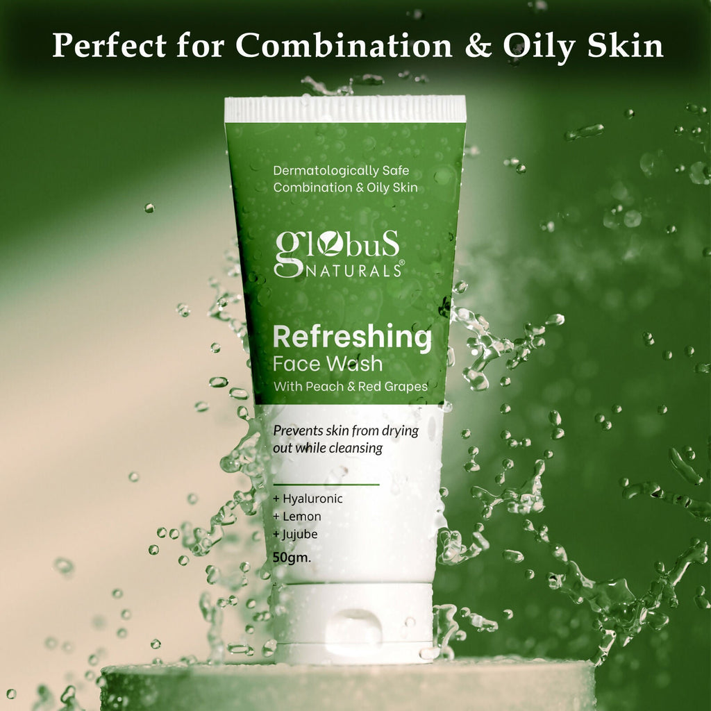 Globus Naturals Refreshing Face Wash with Peach & Red Grapes | Grocsy