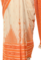 Vamika Sambalpuri Ikat Cotton Scot Dali Tasrite Orange Saree | Grocsy