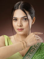 NVR Women's Set of 2 Gold-Polished Handcrafted Traditional Bangles