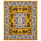 Vamika Printed Cotton Yellow Color Beautiful Bedsheet With Pillow Covers (LEOC_HTHY_Y) | Grocsy
