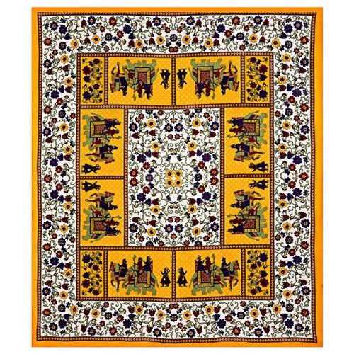 Vamika Printed Cotton Yellow Color Beautiful Bedsheet With Pillow Covers (LEOC_HTHY_Y) | Grocsy