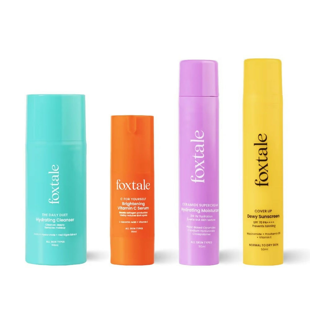 Foxtale CSMS (Cleanser, Serum, Moisturizer, Sunscreen) Flawless Skin Combo | Grocsy