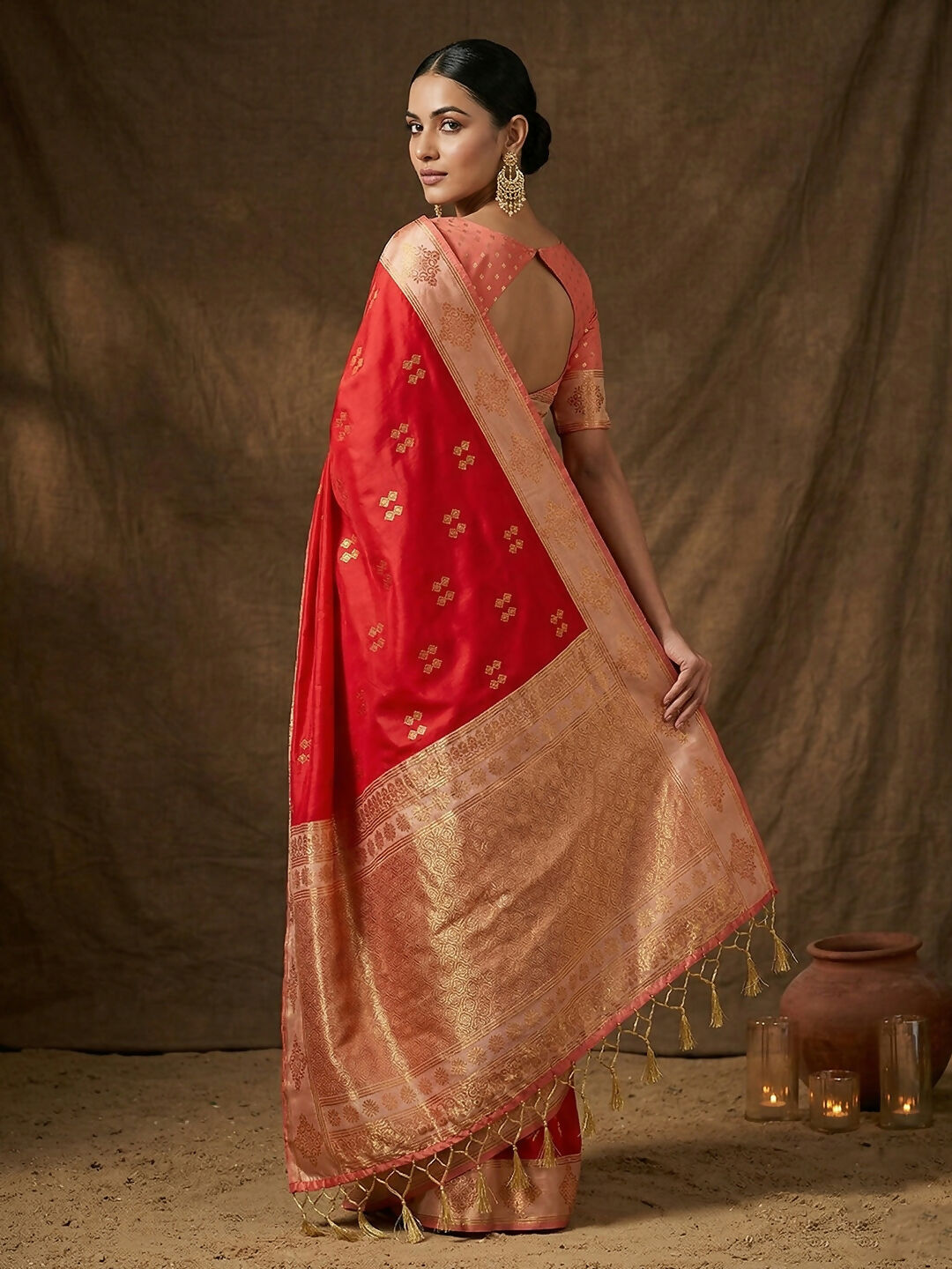 Shree Shyam Fashion Red Soft Silk Saree | Grocsy