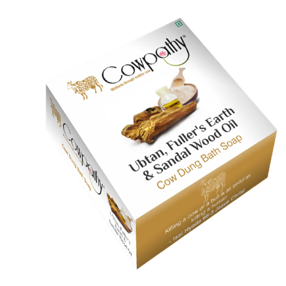 Cowpathy Ubtan, Fuller's Earth & Sandal Wood Oil Cow Dung Bath Soap (75gm) | Grocsy