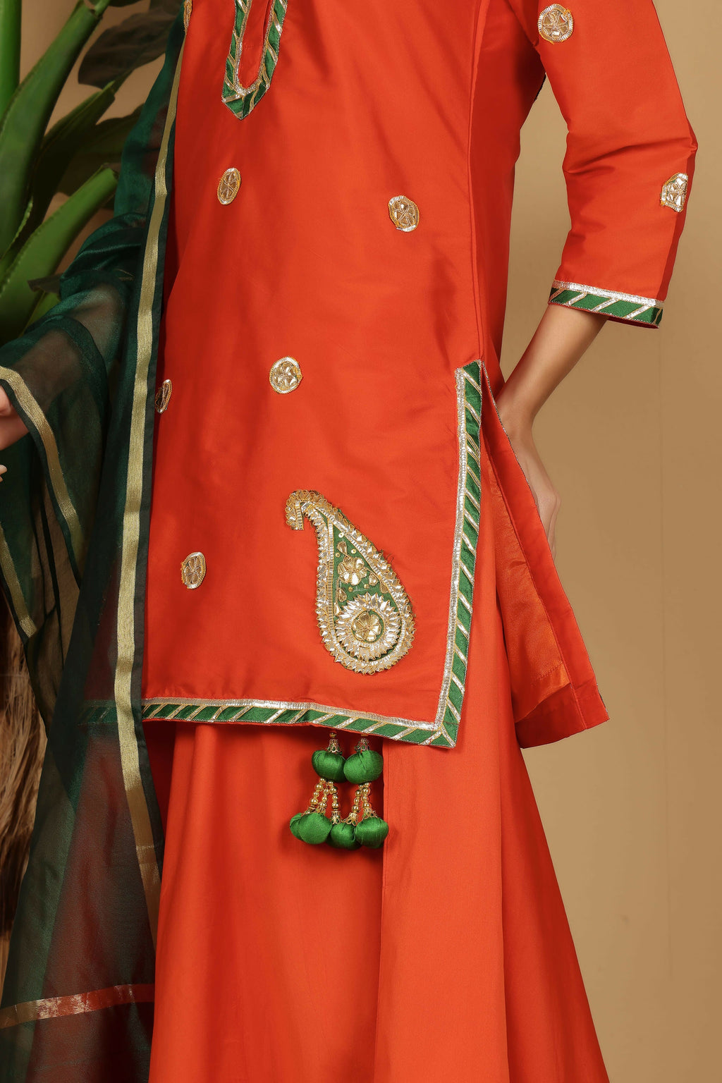 Joban Fashion Orange Taffeta Lehenga Set | Grocsy