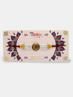 NVR Women & Men Set of 2 White Pearl Bhaiya Bhabhi Rakhi With Roli Chawal | Grocsy