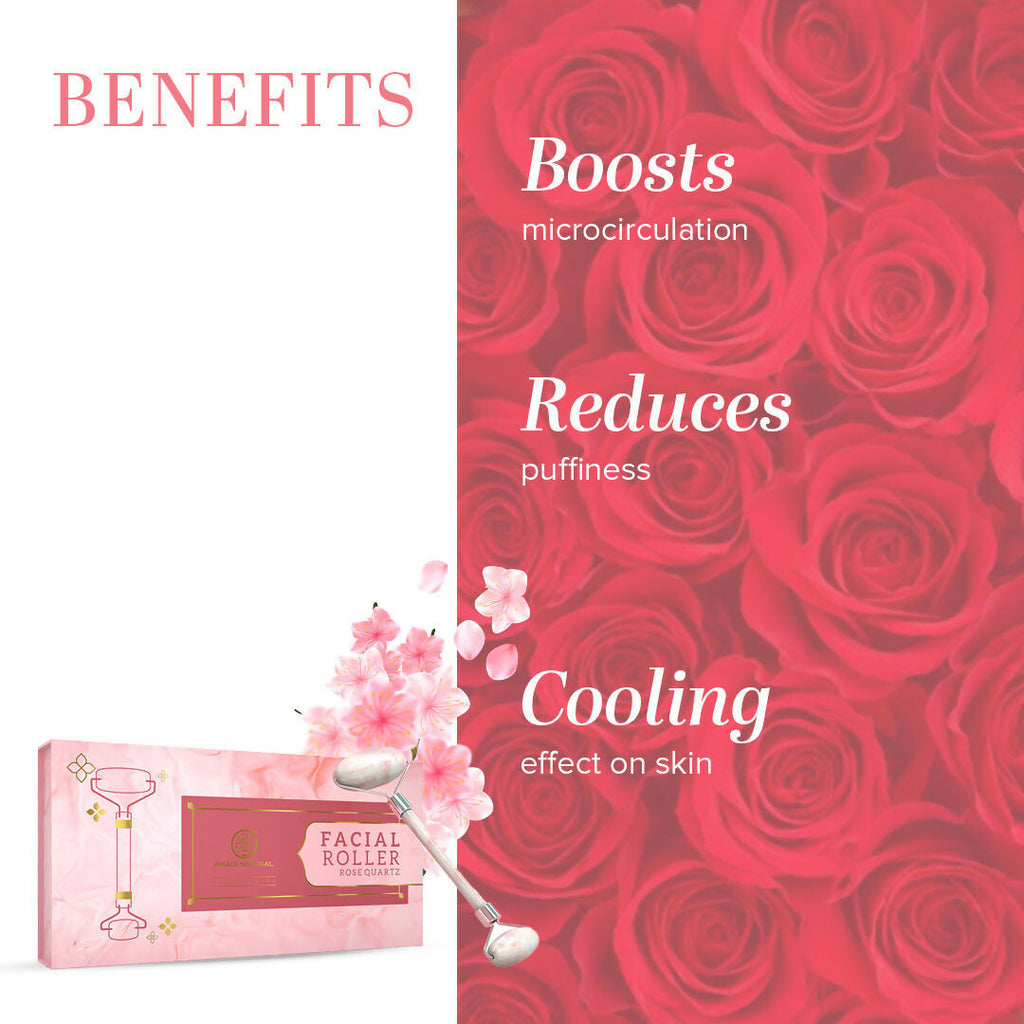 Khadi Natural Rose Quartz Facial Roller | Grocsy