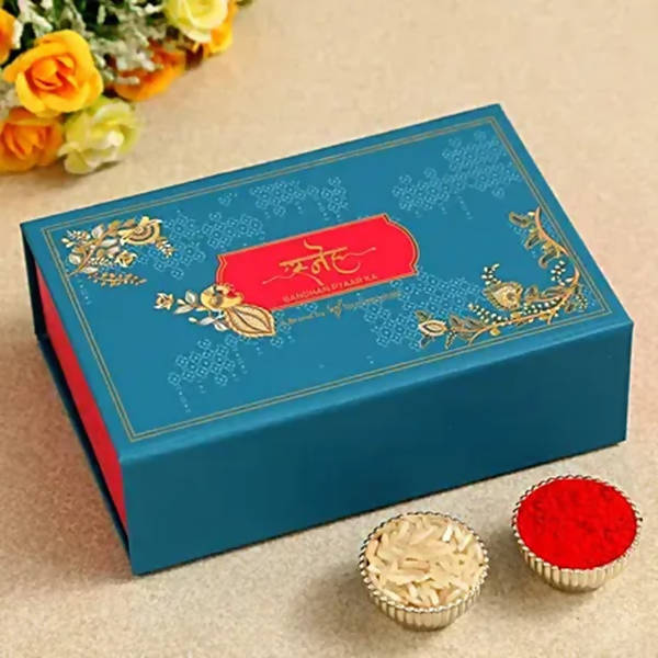 Om Pearl Bracelet Rakhi & Kaju Katli Box | Grocsy