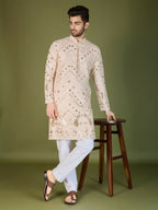 Vastranavya Ivory Exclusive Festival Wear Pure Viscose Rayon Embroidered Sequence Work Kurta | Grocsy