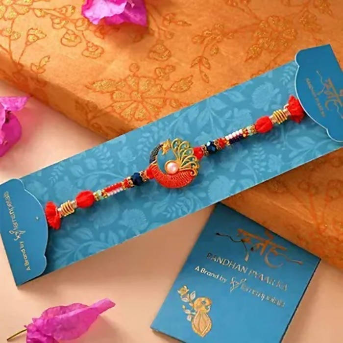Peacock Rakhi And Kesar Pista Karachi Halwa | Grocsy