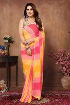 Partywear Designer Multi Georgette Fancy Saree - Satrangi | Grocsy