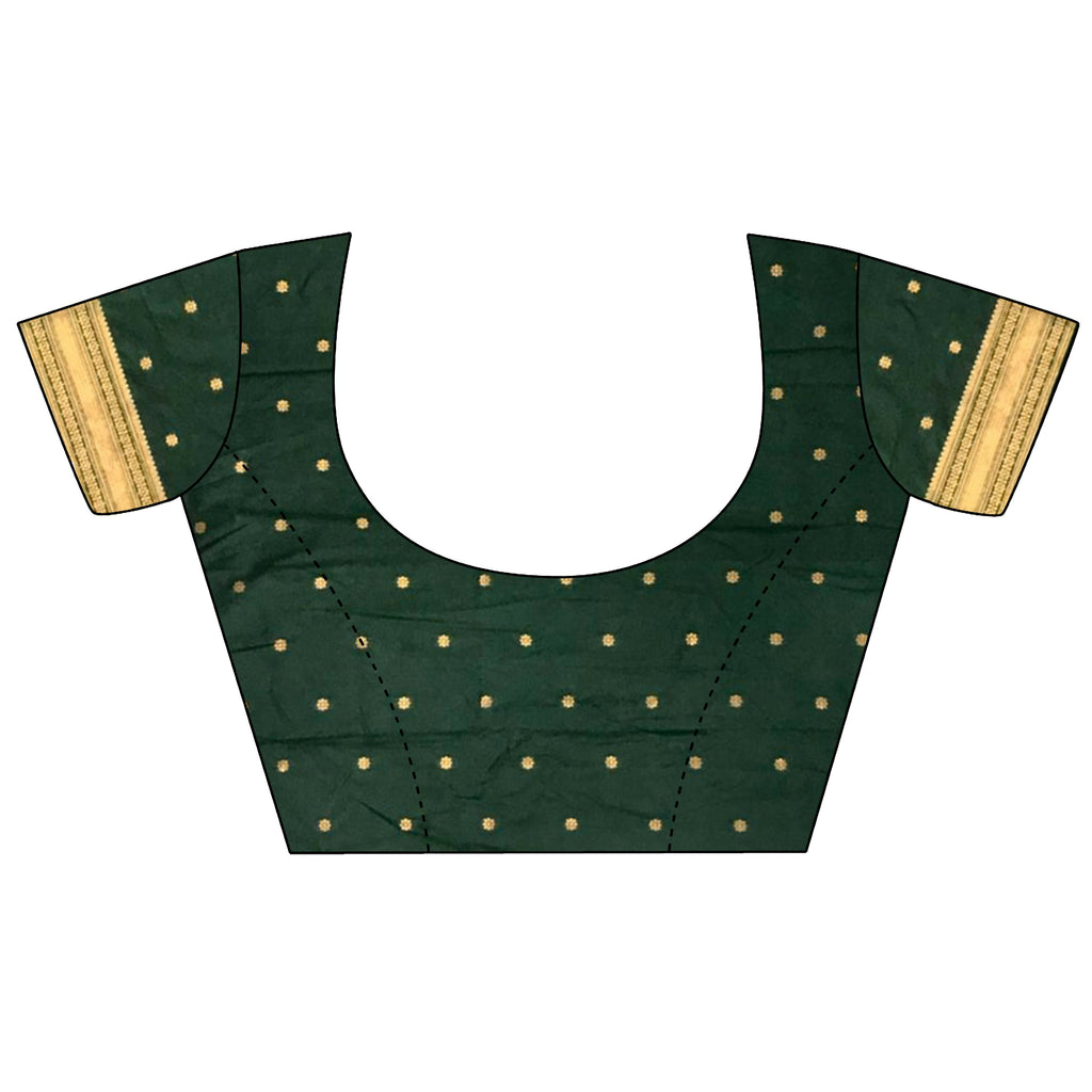 Joban Fashion Dark Green Banarasi Soft Silk Woven Saree | Grocsy