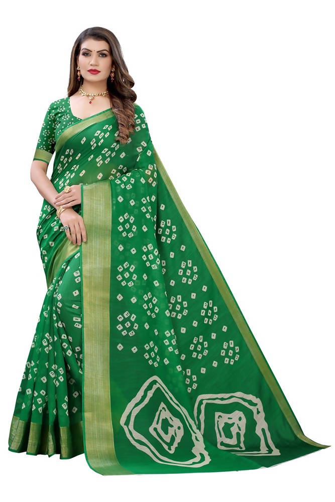 Vamika Green Linen Jari Border Saree | Grocsy
