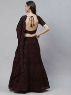Purple Georgette Thread with Sequins Embroidered work Lehenga Choli with Dupatta - Jivika | Grocsy