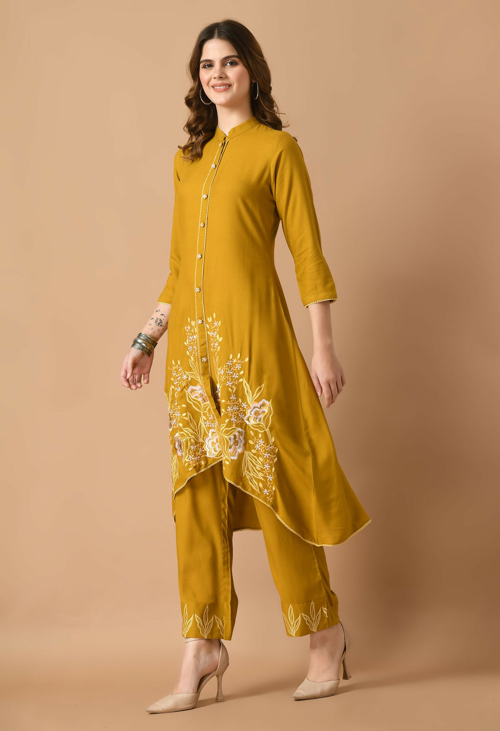 Joban Fashion Mustard Cotton Rayon Kurta Set | Grocsy