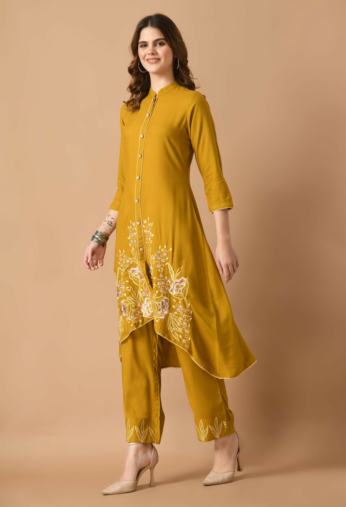 Joban Fashion Mustard Cotton Rayon Kurta Set | Grocsy
