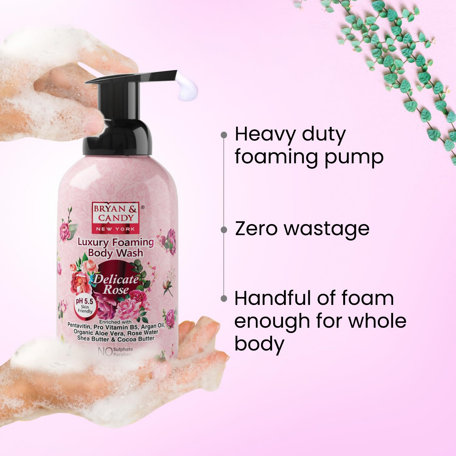Bryan & Candy Luxury Foaming Body Wash - Delicate Rose | Grocsy